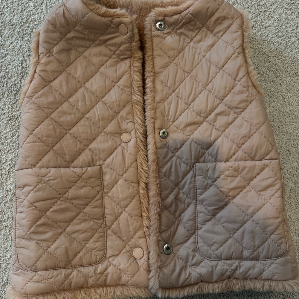 Zara Kids reversible Quilted Faux-Fur Lined Vest 6-7
